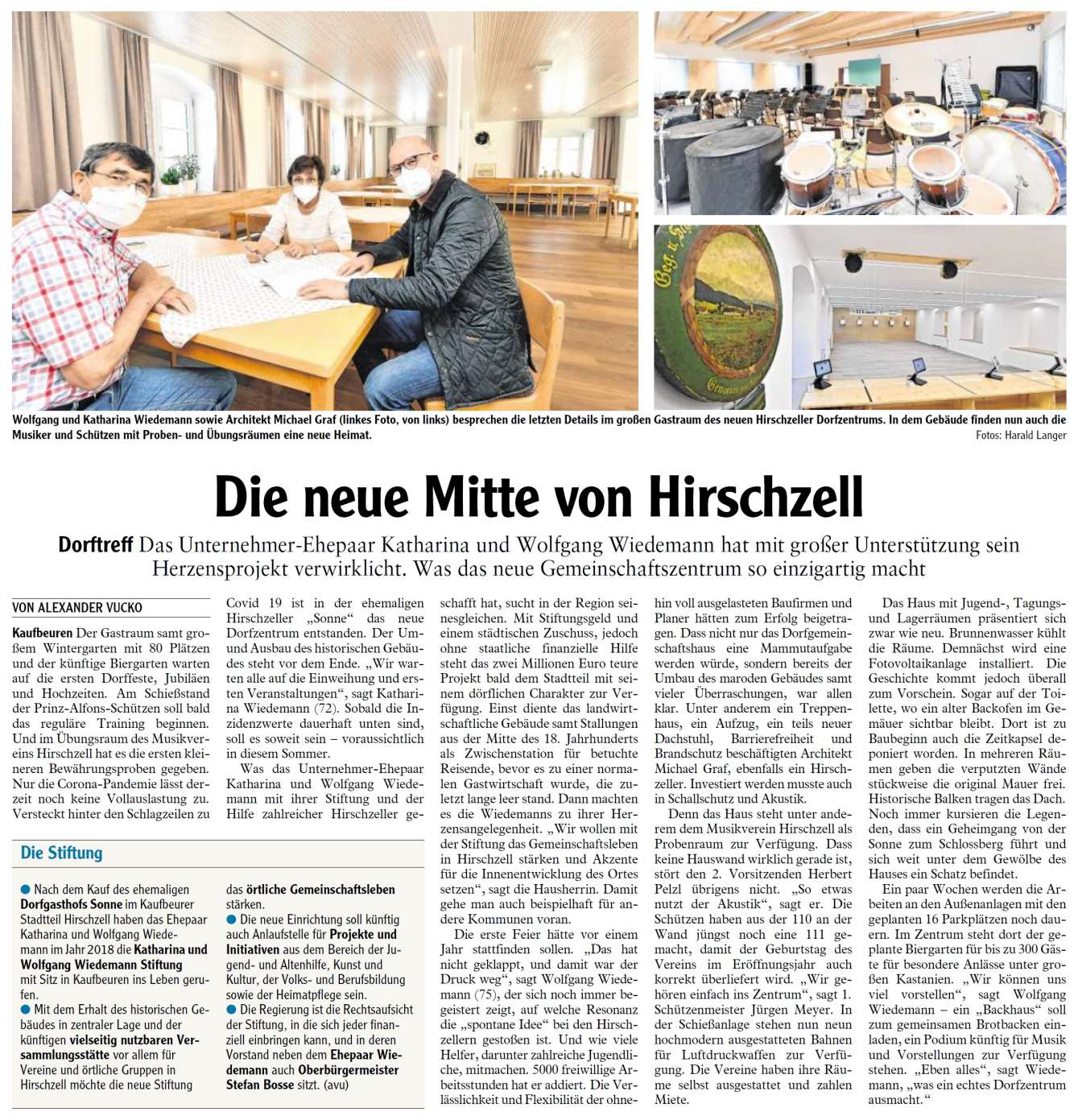 Pressebericht - Neue Mitte 2021 Dorfgemeinschaftshaus, Hirschzell - Musikverein Hirschzell, Kaufbeuren