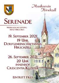 Serenade 2021, Crescentiakloster Kaufbeuren Plakat - Serenade 2021, Crescentiakloster Kaufbeuren - Musikverein Hirschzell, Kaufbeuren