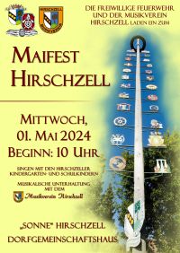 Plakat - Maifest 2024, Garten Dorfgemeinschaftshaus Hirschzell - Musikverein Hirschzell, Kaufbeuren