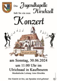 Plakat - Jugendkonzert 2024, Pfarrsaal St.-Ulrich Kaufbeuren - Musikverein Hirschzell, Kaufbeuren
