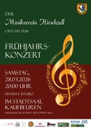 Plakat - Frühjahrskonzert 2026, Stadtsaal Kaufbeuren - Musikverein Hirschzell, Kaufbeuren