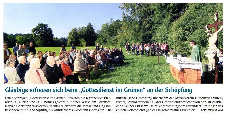 Pressebericht - Feldmesse 2012 am Bärensee, Hirschzell - Musikverein Hirschzell, Kaufbeuren