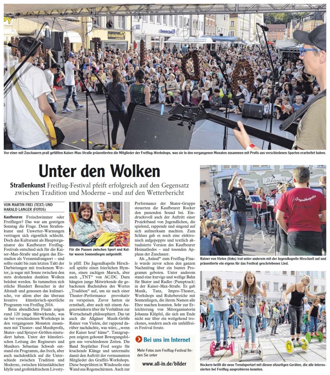 Pressebericht - Freiflug Festival 2016 Finale, Kaufbeuren - Musikverein Hirschzell, Kaufbeuren