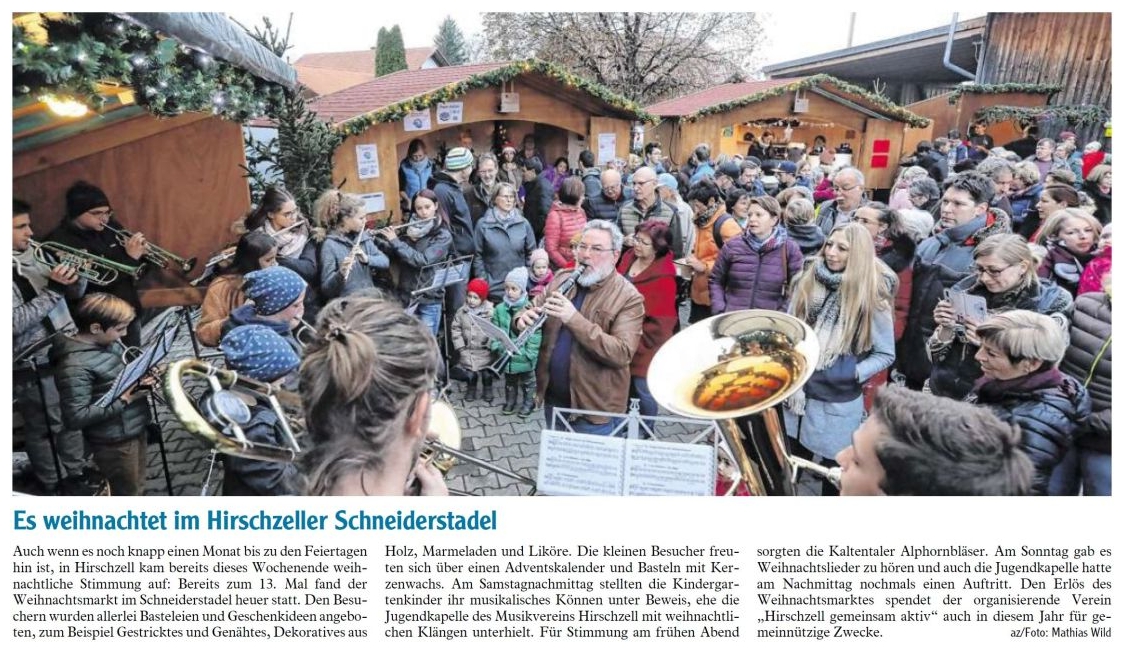 Pressebericht - Weihnachtsmarkt 2019 Schneider-Stadel, Hirschzell - Musikverein Hirschzell, Kaufbeuren